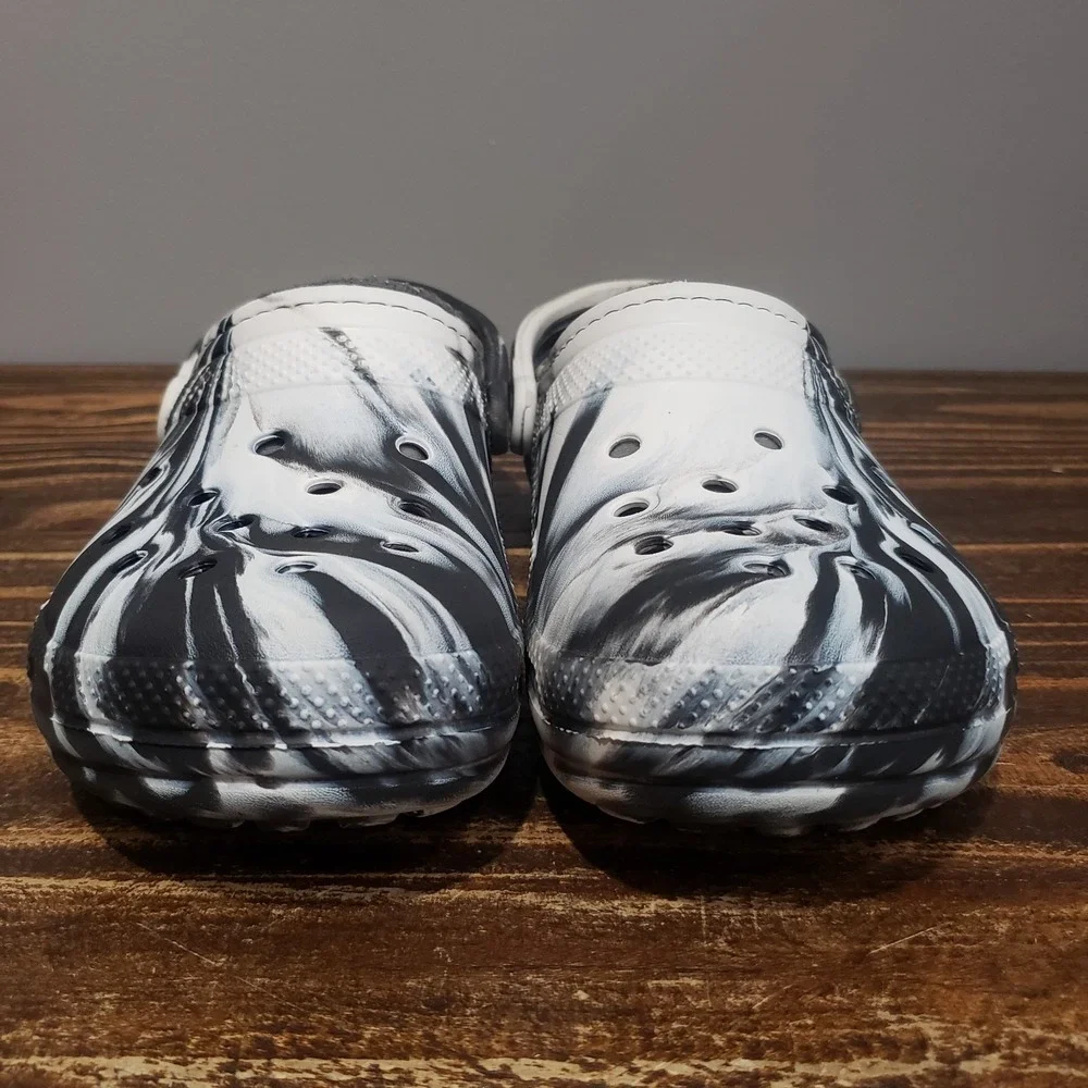Crocs Classic Lined Clog Black White Marble Tie Dye Men's Size 8